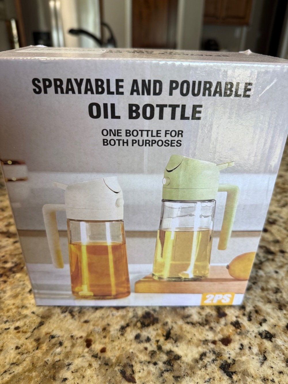 Sprayable and Pourable Oil Bottle - Green and White (2 Pack)